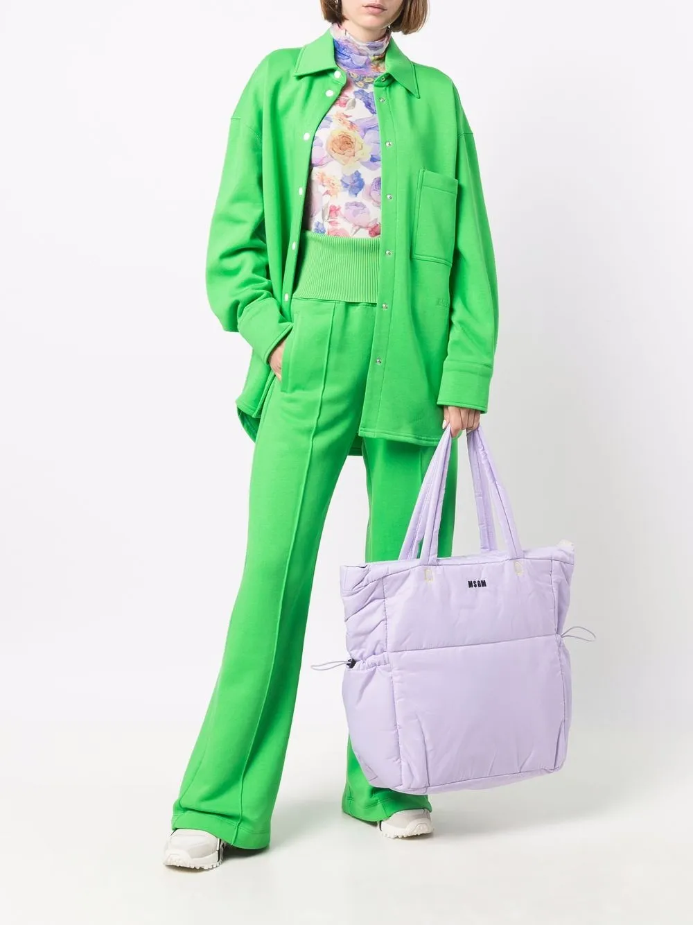 фото Msgm спортивные брюки с завышенной талией и логотипом