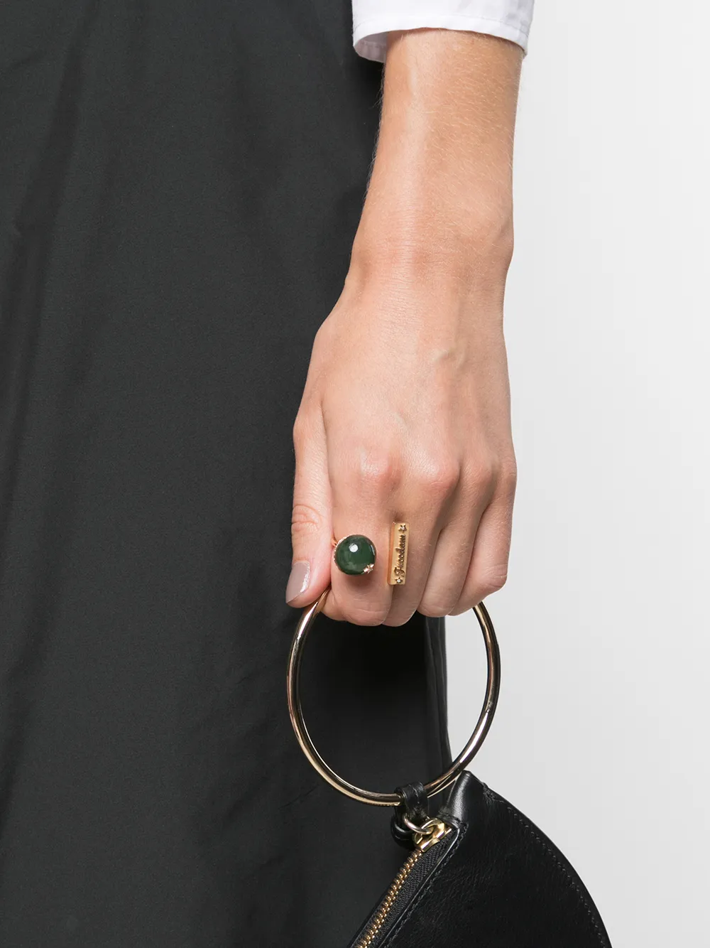 фото Dreamboule кольцо freedom из розового золота с бриллиантом и жадеитом