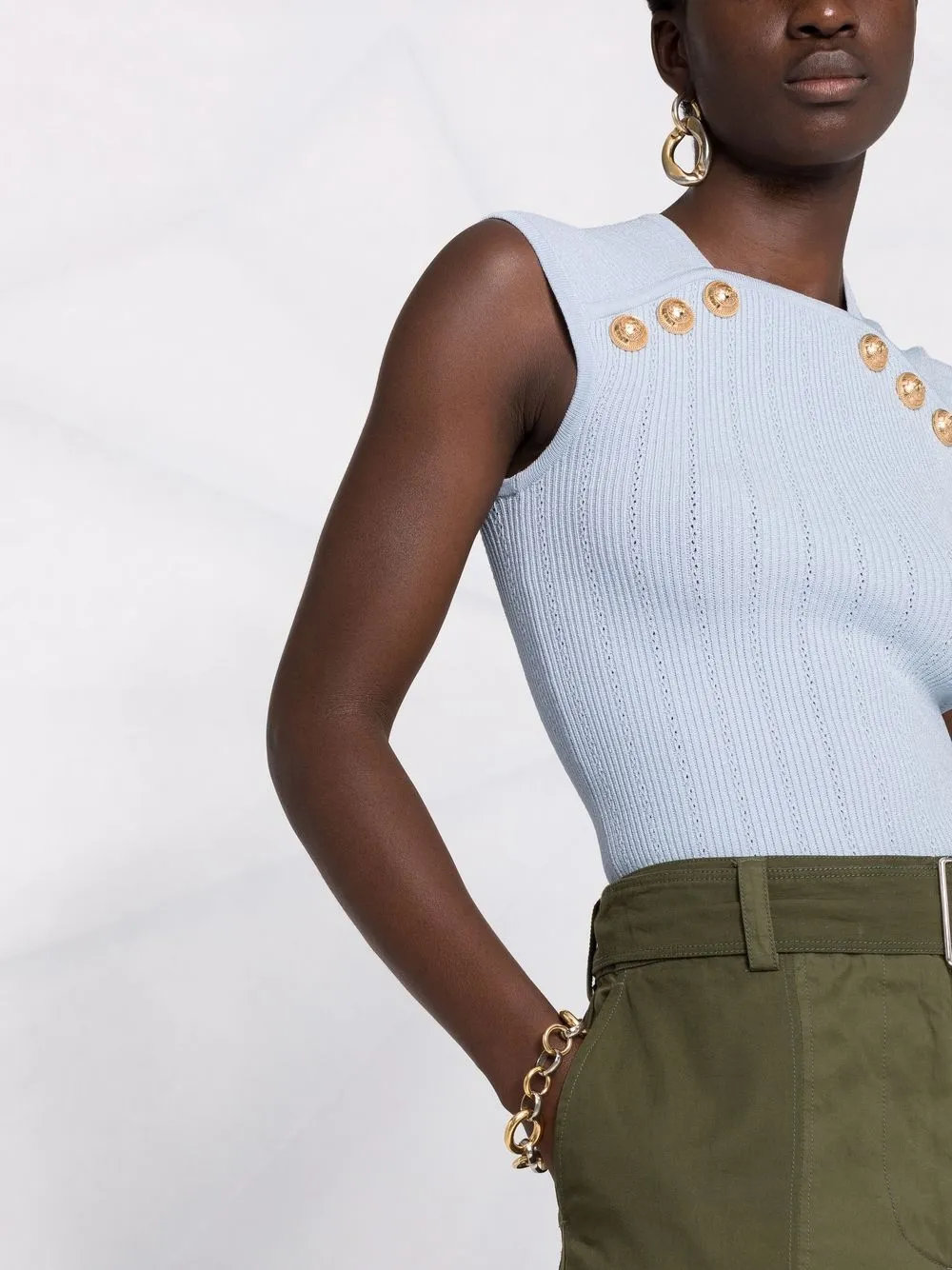 фото Balmain трикотажный топ с пуговицами