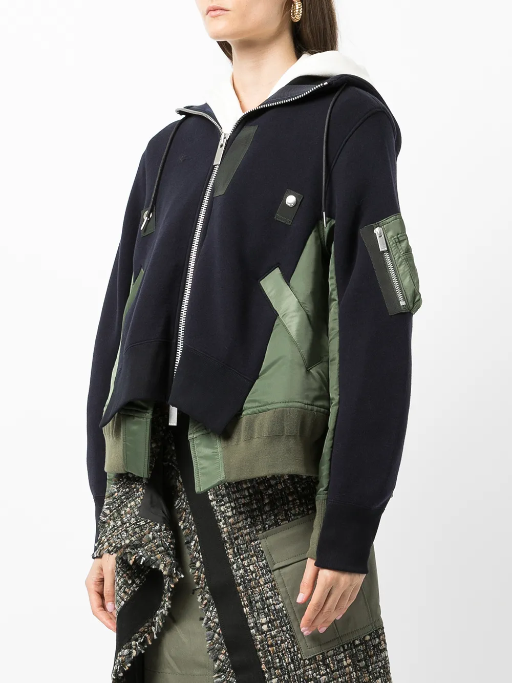 фото Sacai худи на молнии со вставками