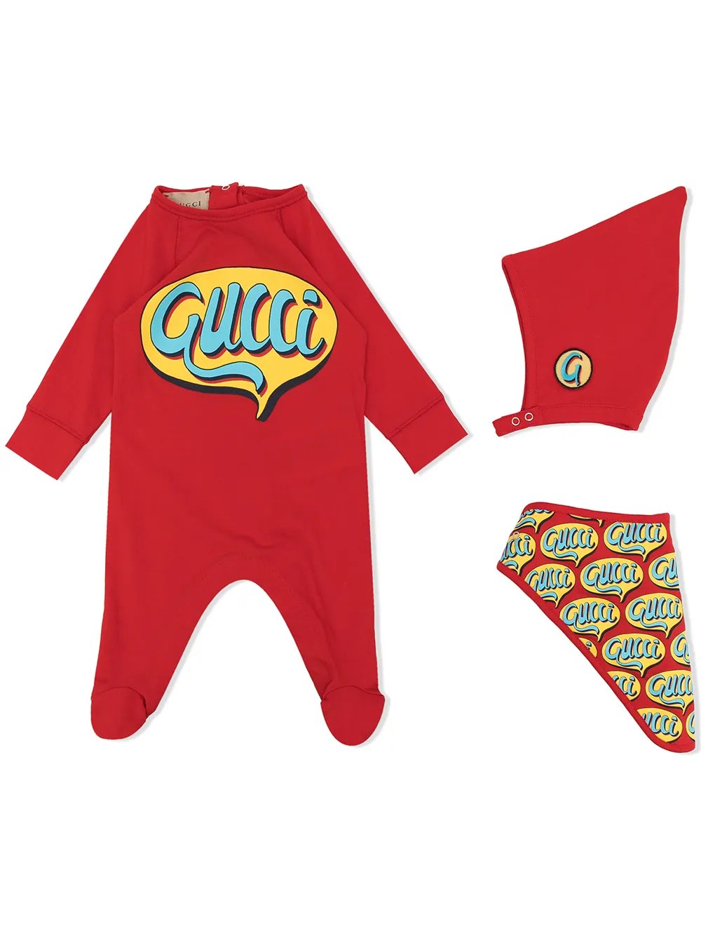 Gucci Kids logo-print cotton babygrow set - Red