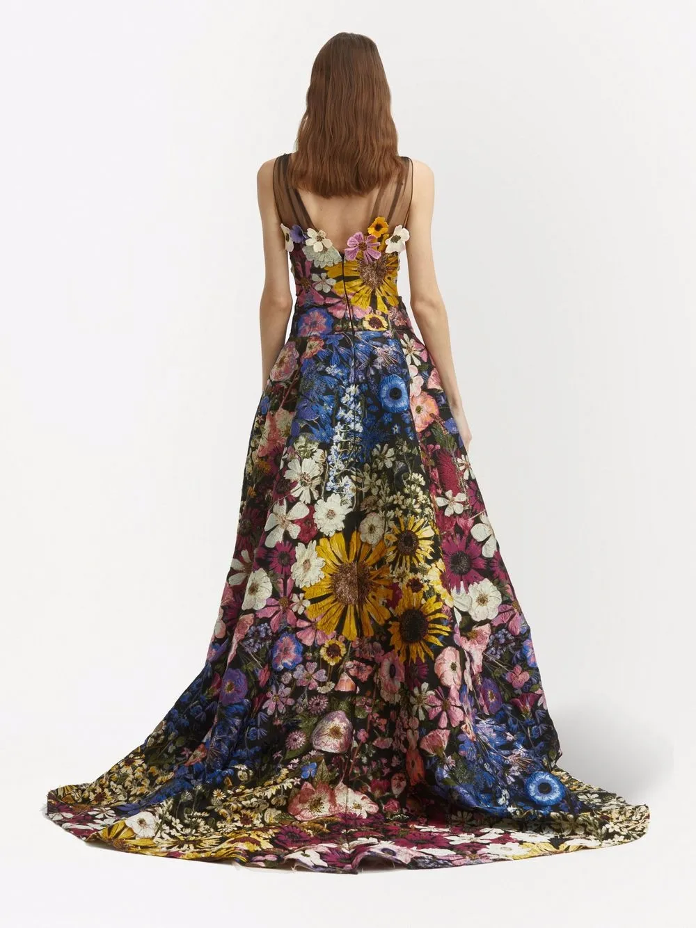 фото Oscar de la renta платье с v-образным вырезом и цветочным узором