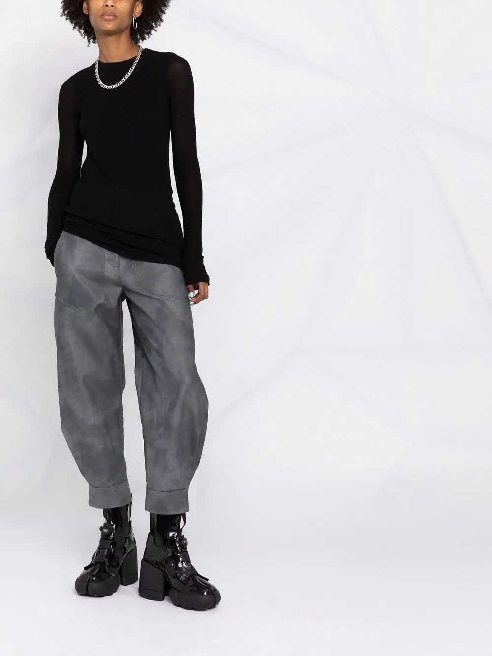 фото Rick owens drkshdw топ тонкой вязки с длинными рукавами