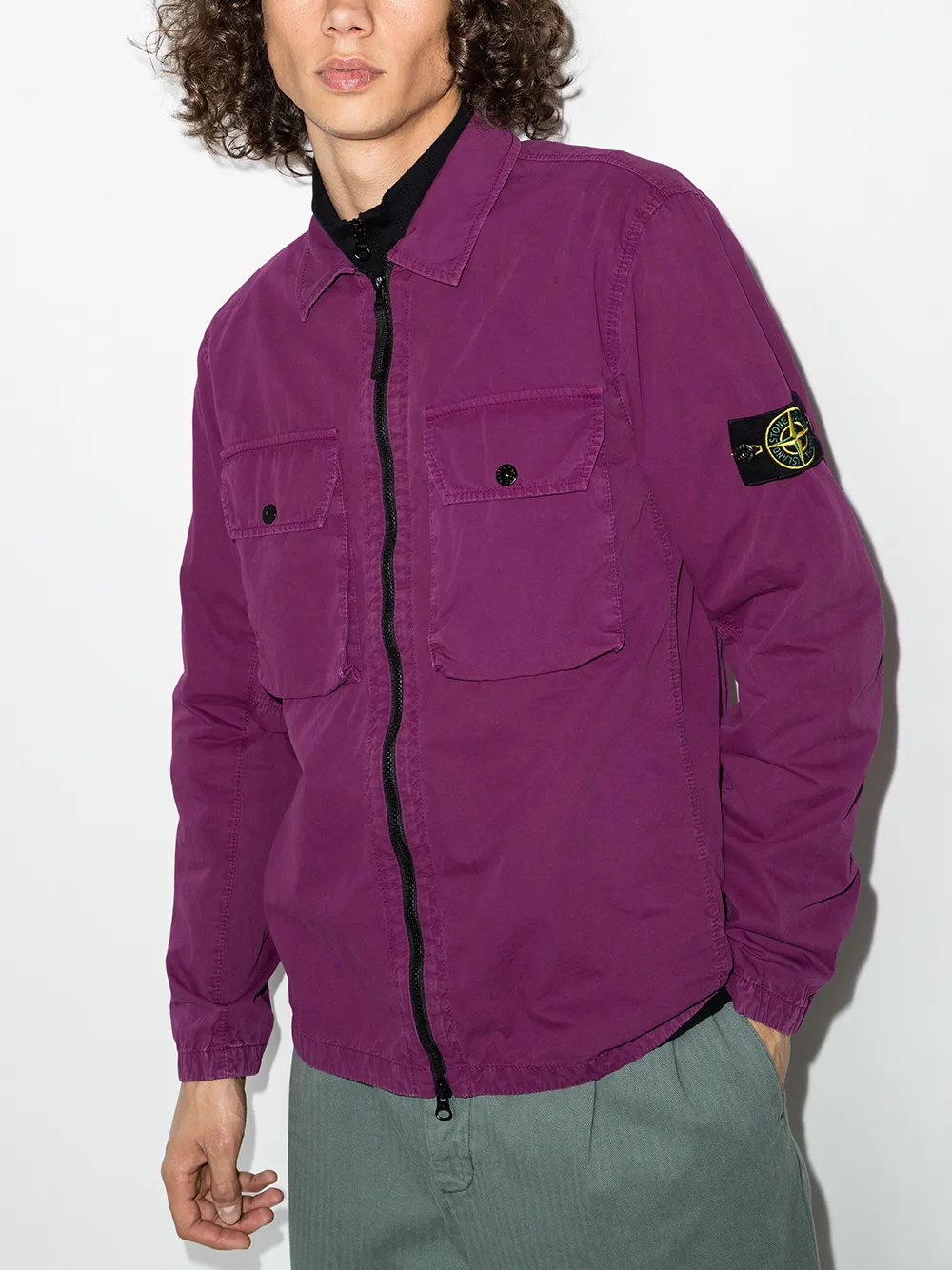 фото Stone island куртка-рубашка с нашивкой-логотипом