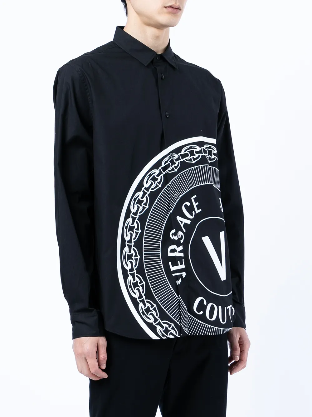 фото Versace jeans couture рубашка с длинными рукавами и логотипом v-emblem