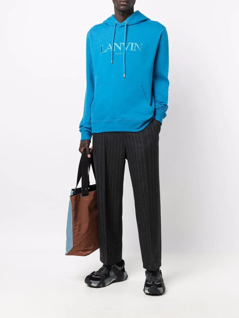 фото Lanvin худи с кулиской и вышитым логотипом