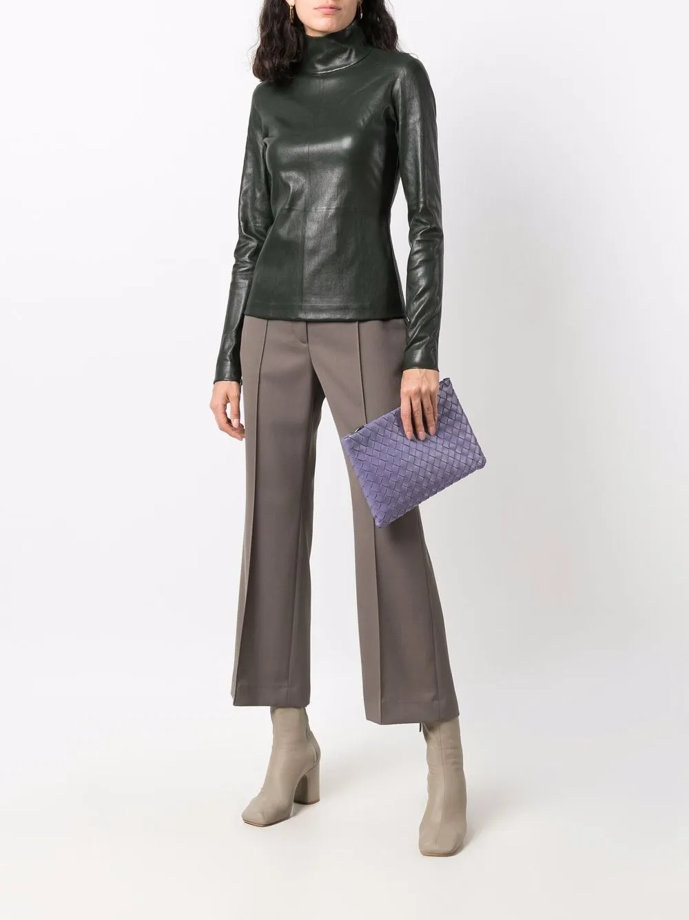 фото Bottega veneta кожаный топ с высоким воротником