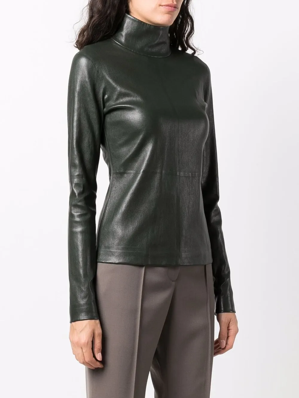 фото Bottega veneta кожаный топ с высоким воротником