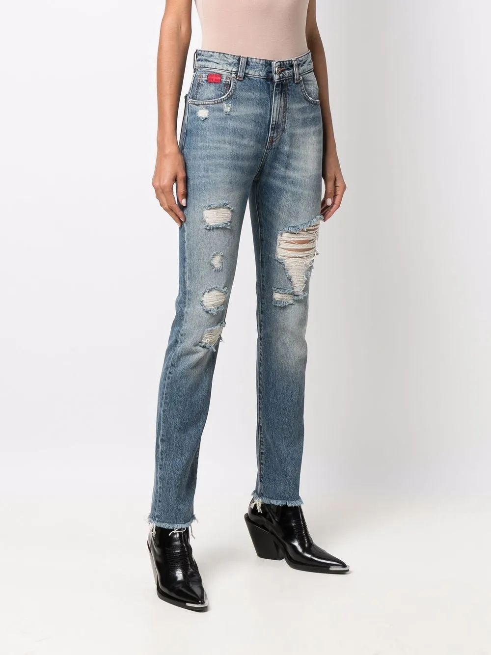 фото John richmond джинсы кроя слим с эффектом потертости