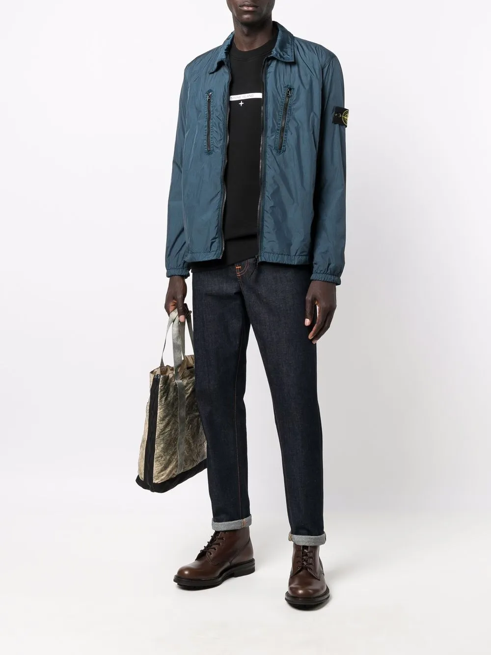 фото Stone island куртка на молнии с нашивкой-логотипом