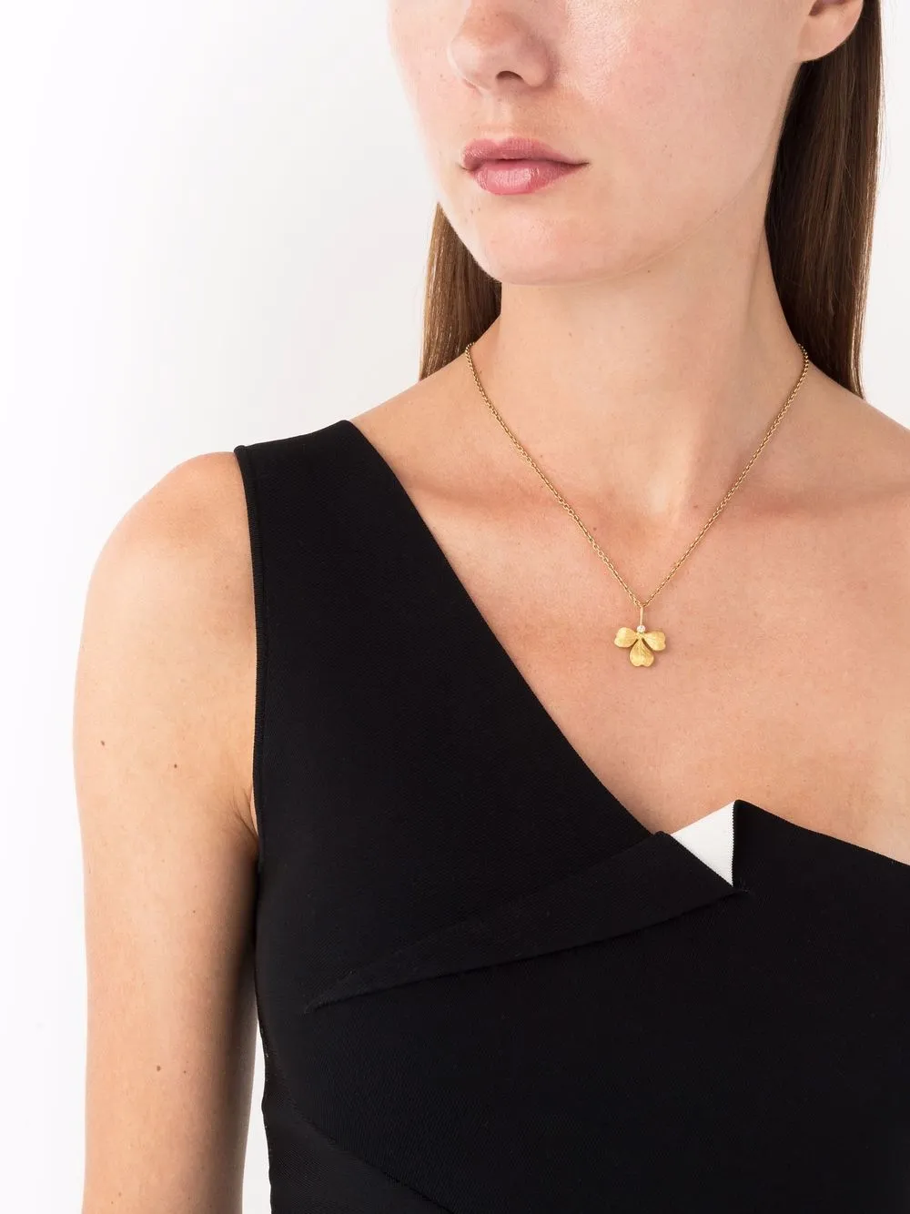 фото Cathy waterman подвеска clover из желтого золота с бриллиантом