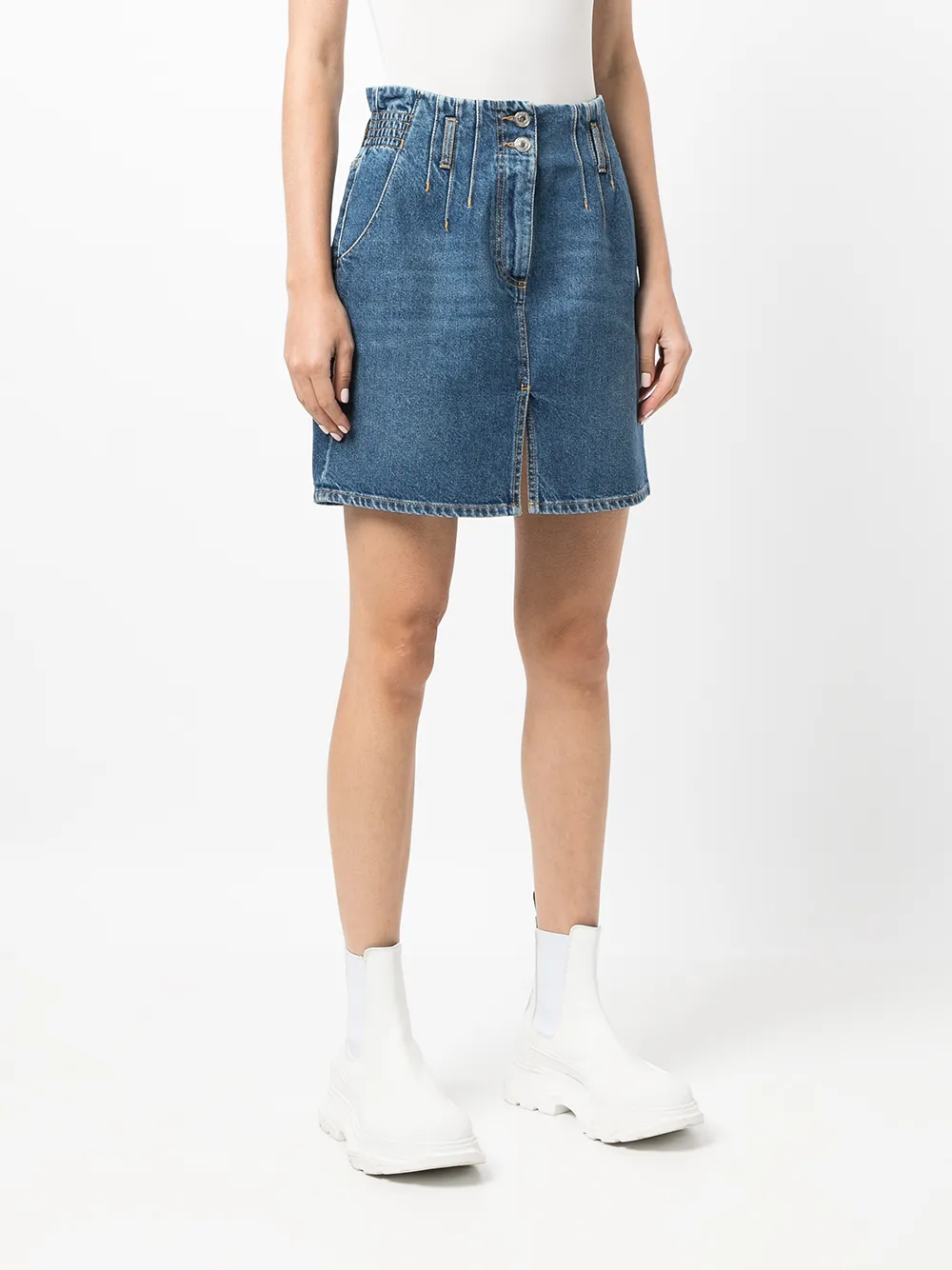 фото Msgm джинсовая юбка с вышивкой
