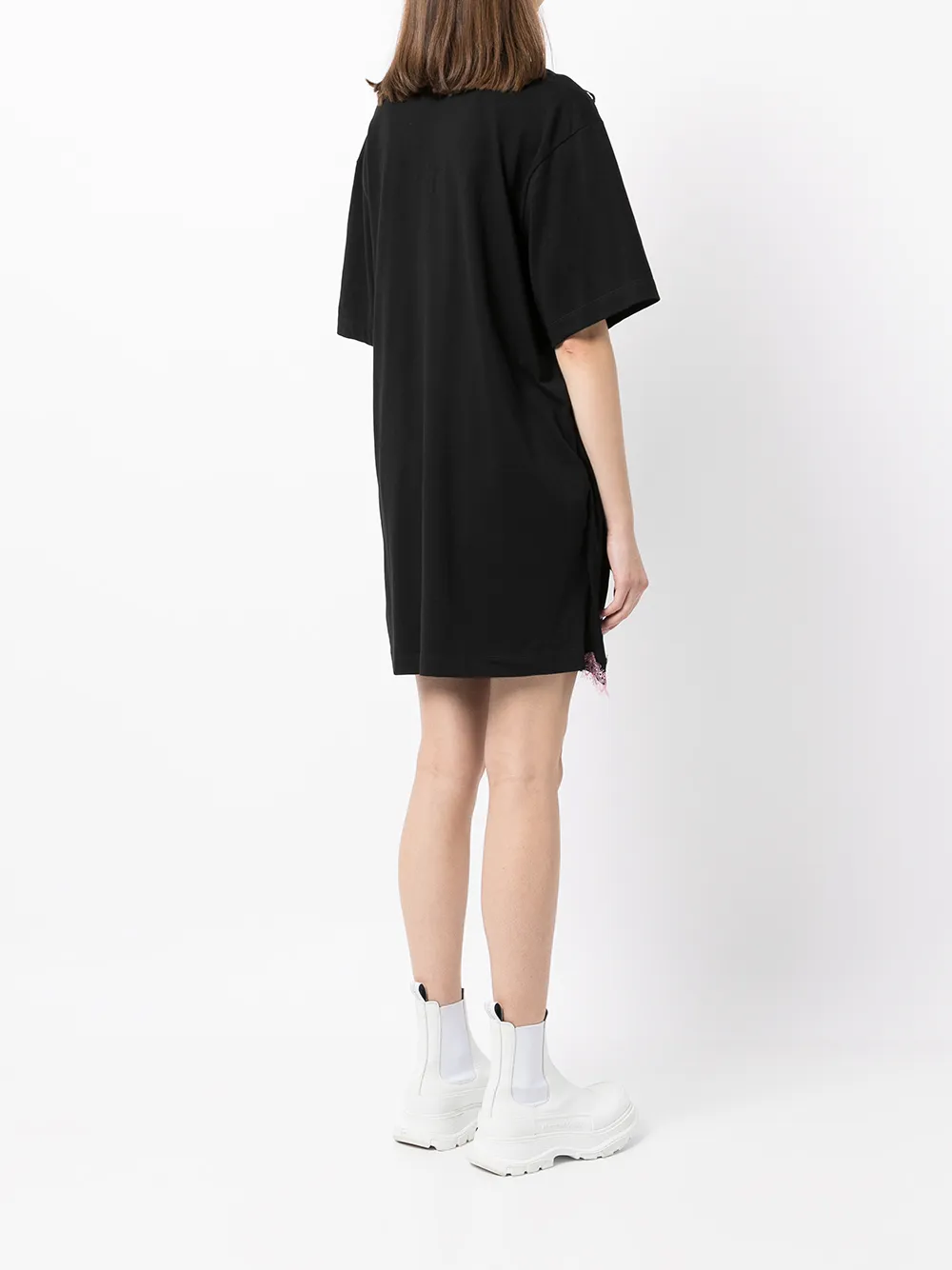 фото Msgm платье-футболка с кружевной отделкой