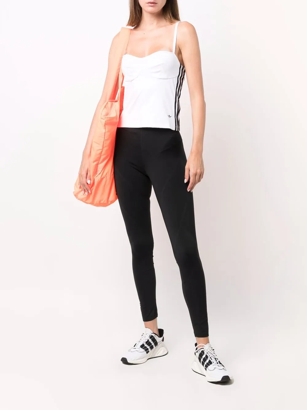 фото Adidas топ-корсет в полоску с логотипом