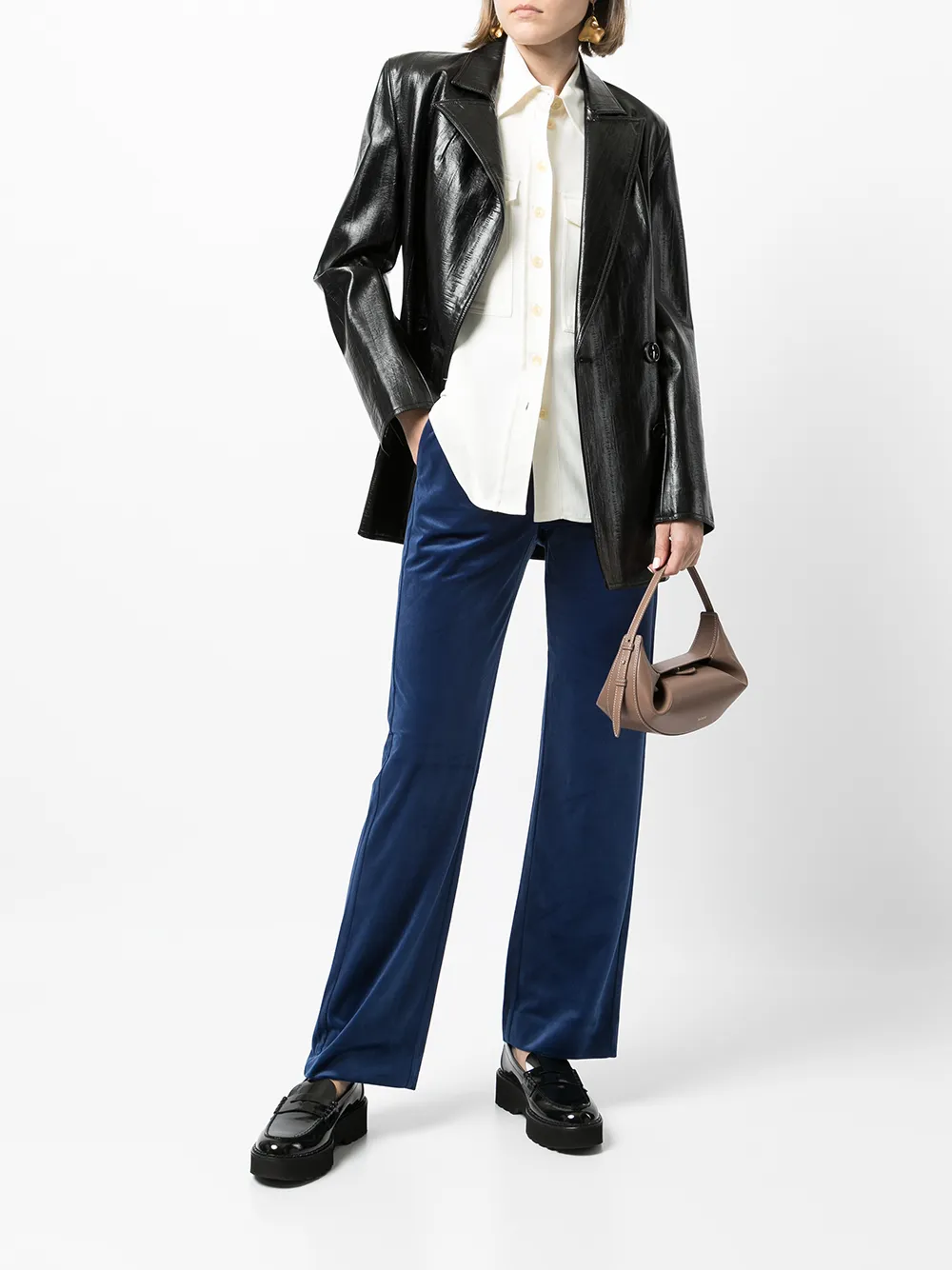 фото Emporio armani бархатные брюки с вышитым логотипом