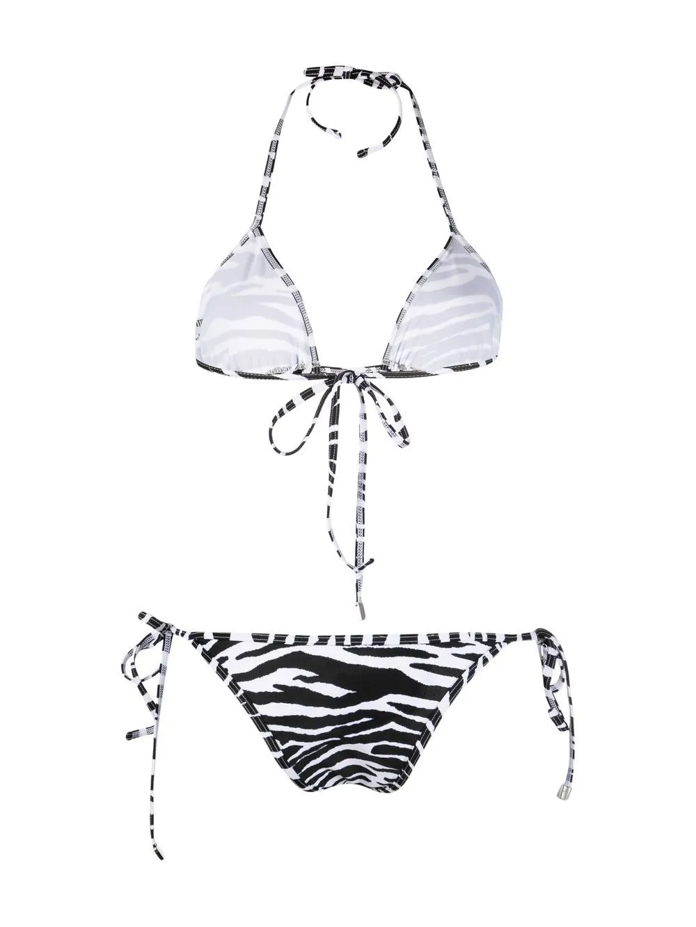 The Attico Zebra Print Bikini Set Farfetch