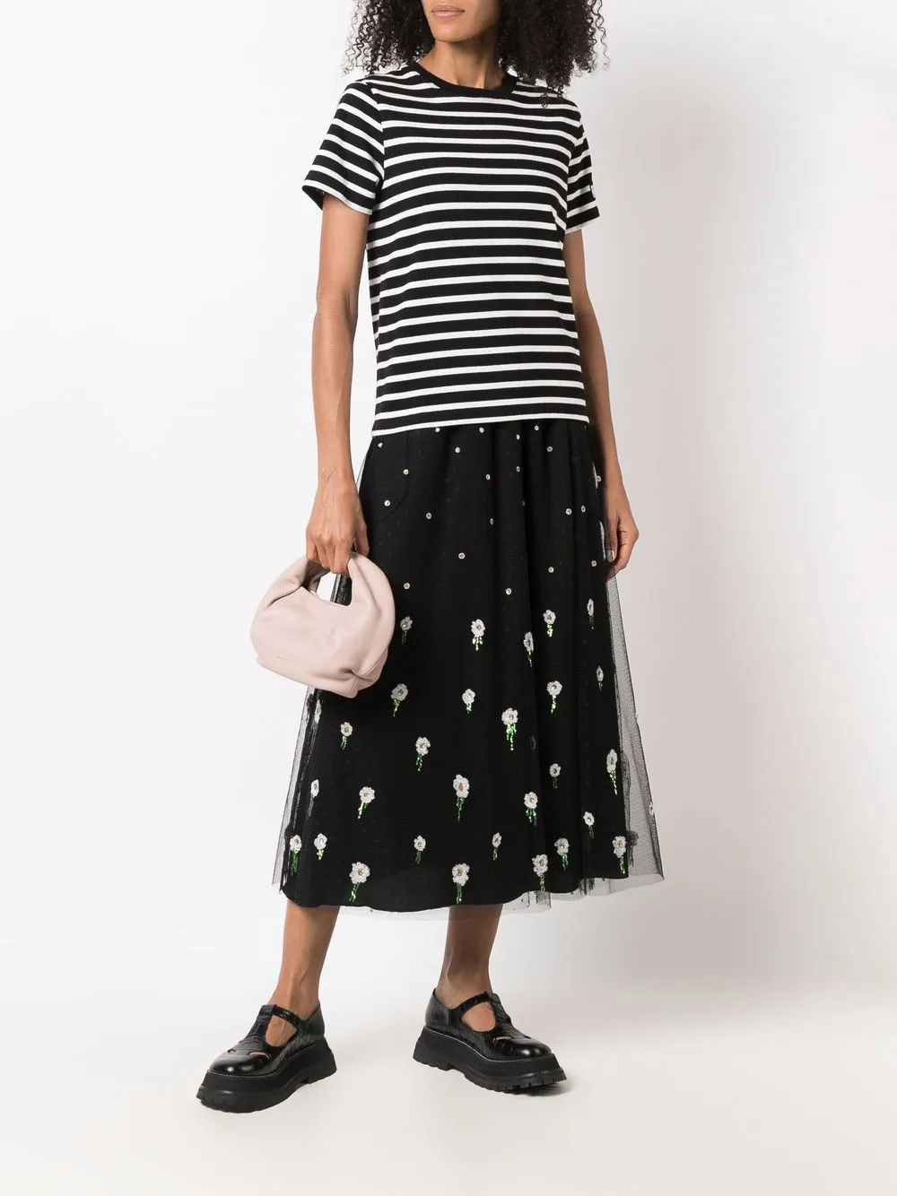фото Red valentino брюки с завышенной талией и вышивкой