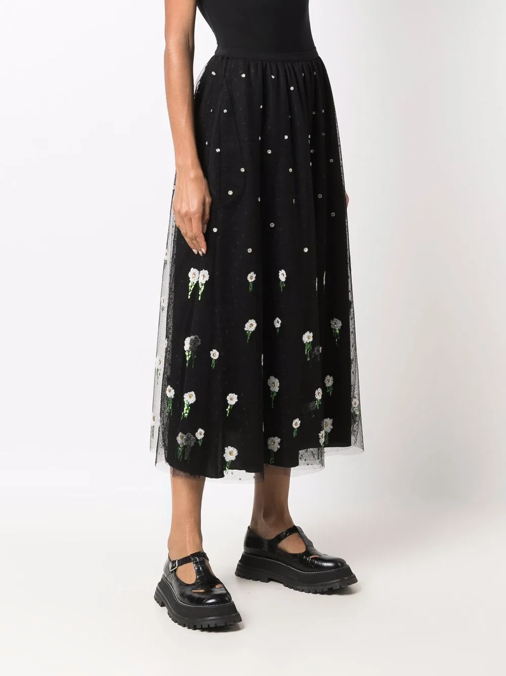 фото Red valentino брюки с завышенной талией и вышивкой