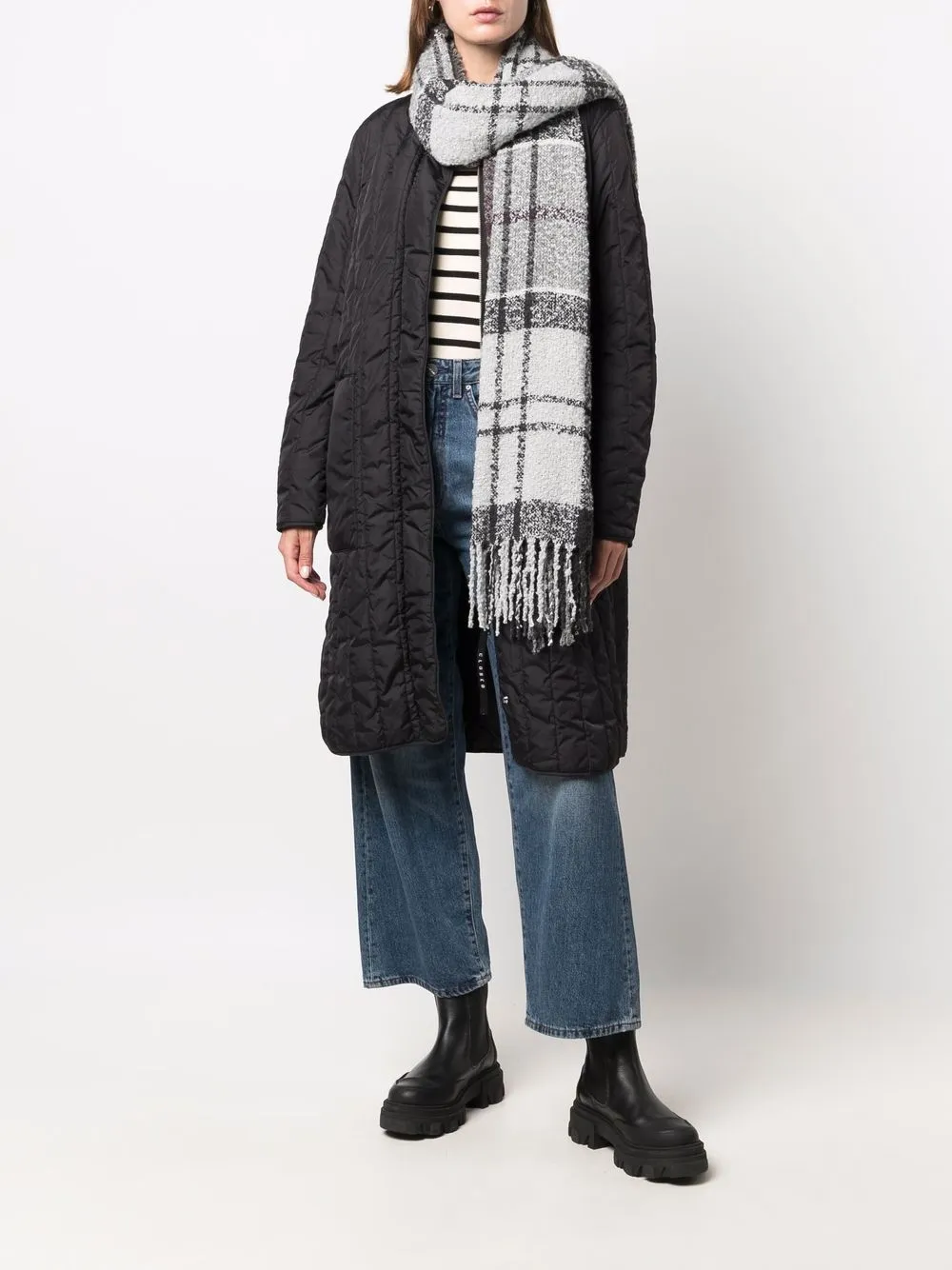 фото Barbour шарф из букле в клетку тартан