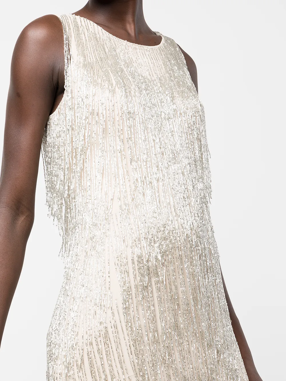 фото Aidan mattox платье с бахромой