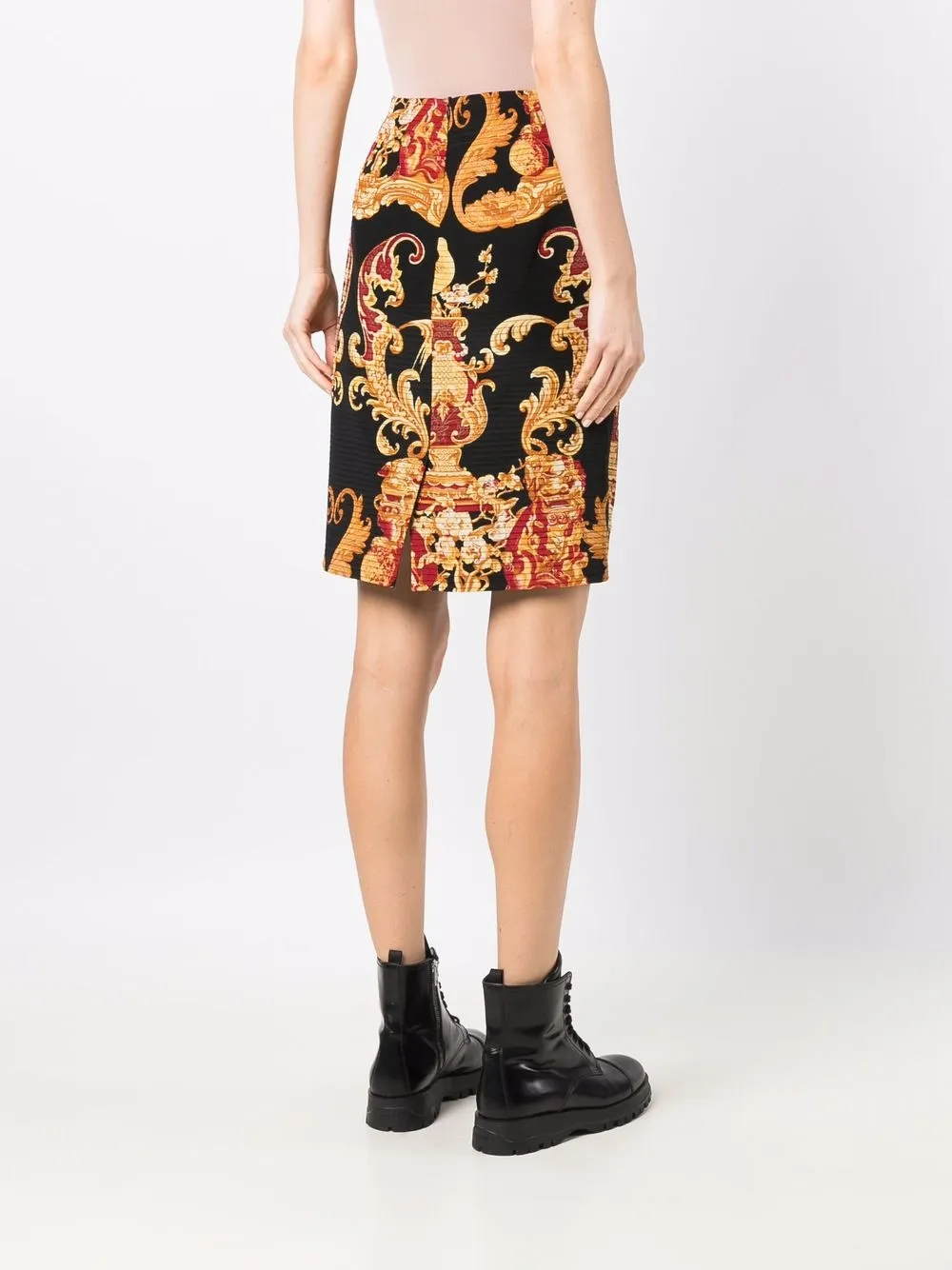 фото Gianfranco ferre home стеганая юбка 1980-х годов с принтом baroque