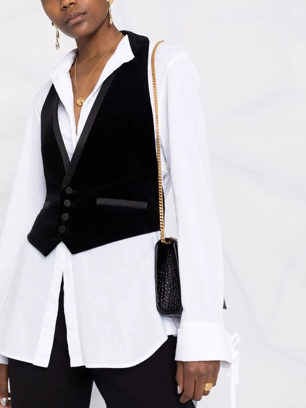 фото Saint laurent жилет в стиле смокинга с открытой спиной