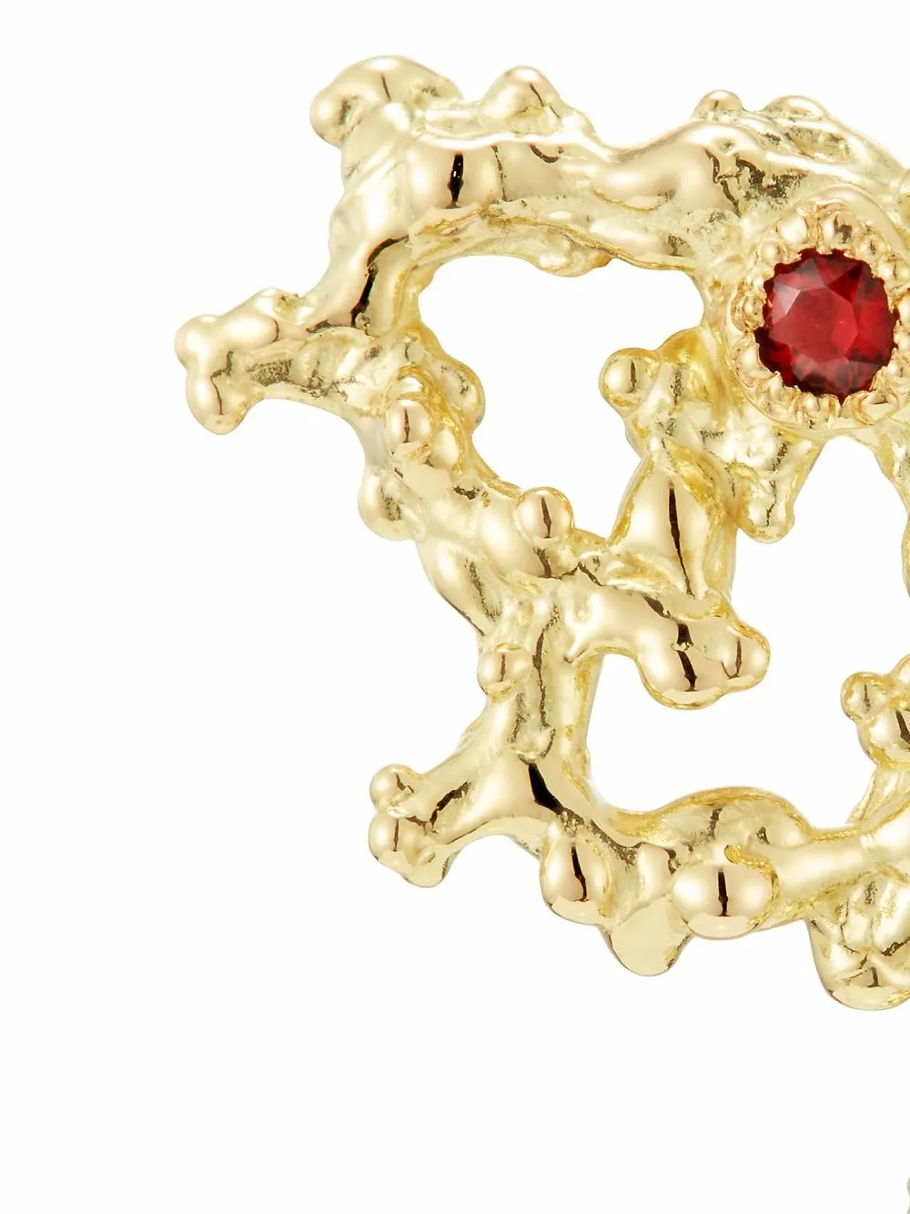 фото Clio saskia серьги-подвески seaweed из желтого золота с гранатом