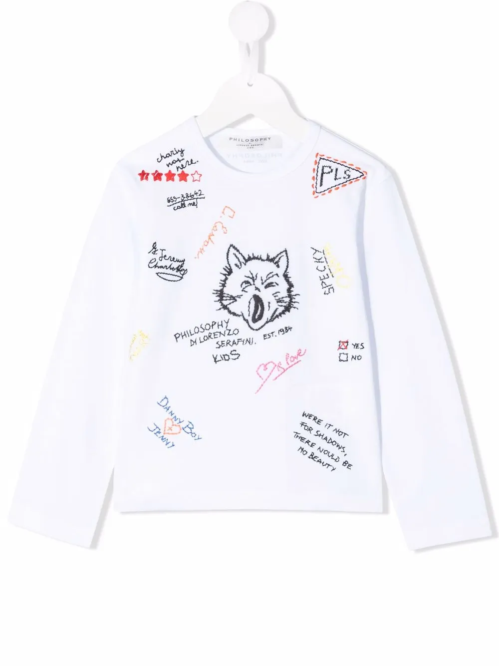 фото Philosophy di lorenzo serafini kids топ с длинными рукавами и вышивкой