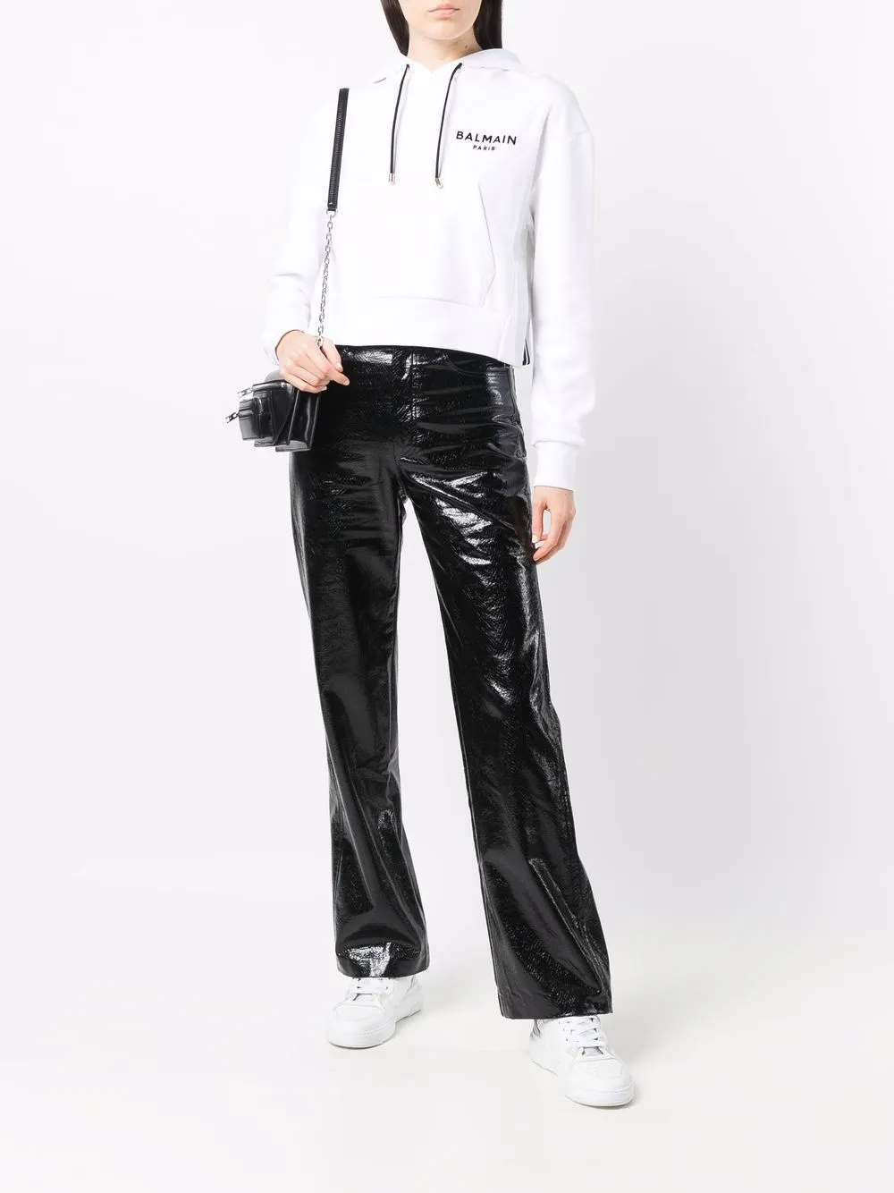 фото Balmain укороченное худи с логотипом