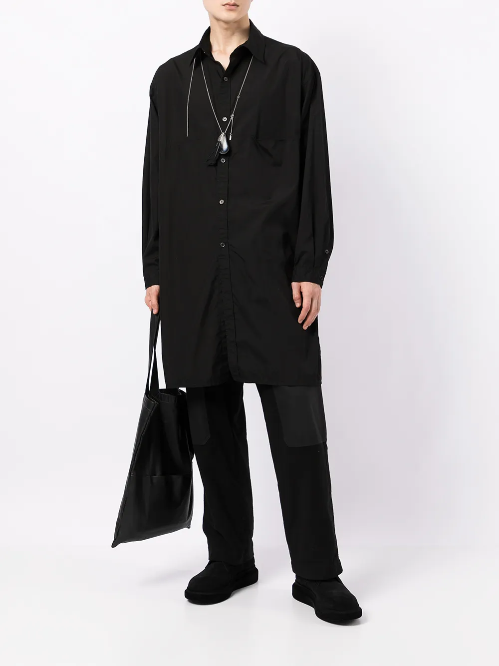 фото Yohji yamamoto длинная рубашка на пуговицах