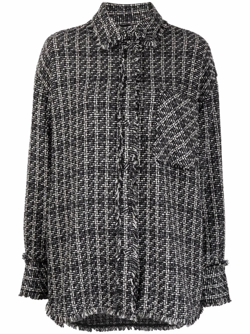 фото Msgm твидовая куртка-рубашка в клетку