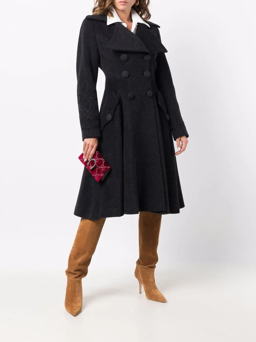фото Dolce & gabbana pre-owned двубортное расклешенное пальто 2000-х годов