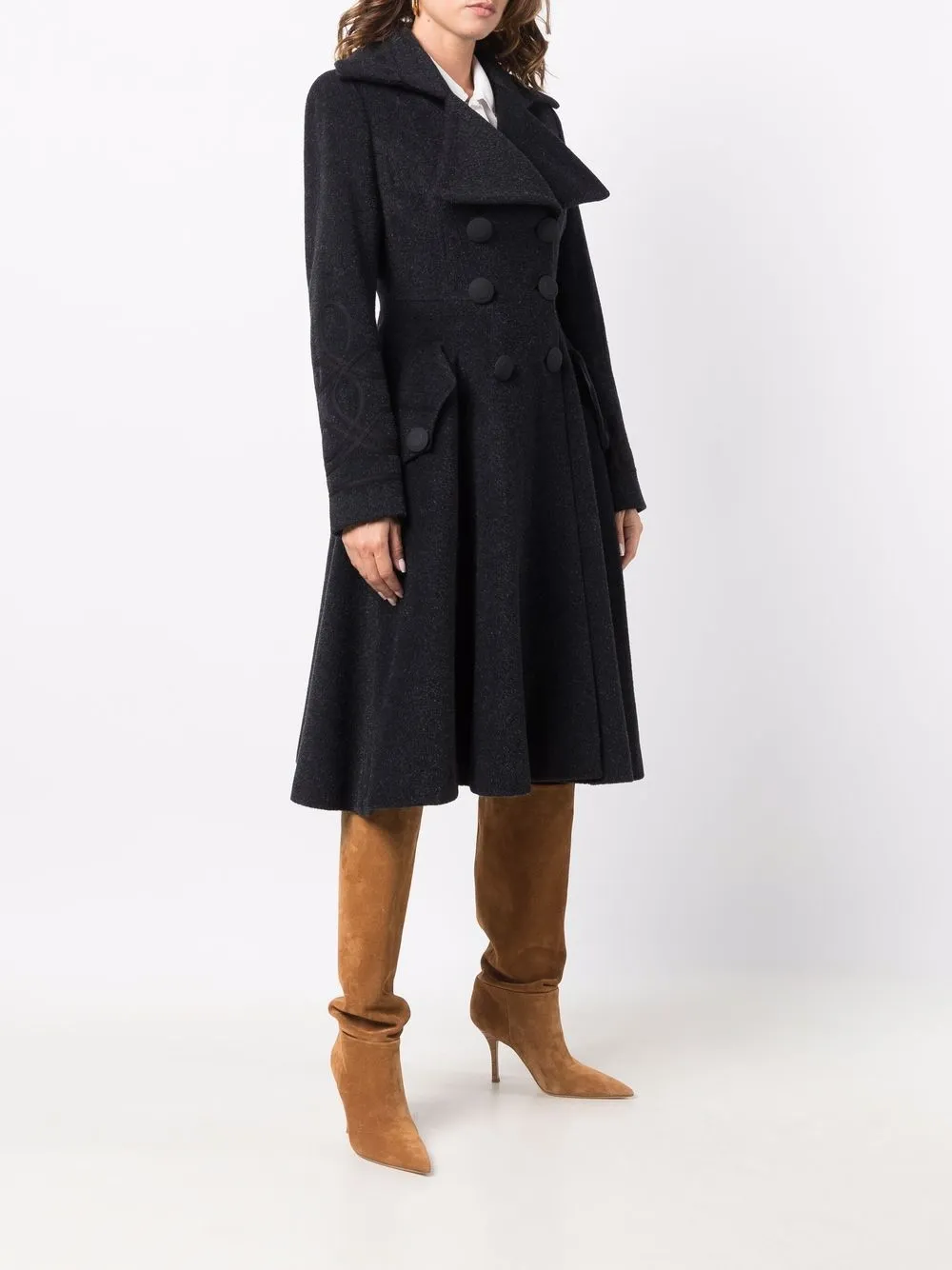фото Dolce & gabbana pre-owned двубортное расклешенное пальто 2000-х годов