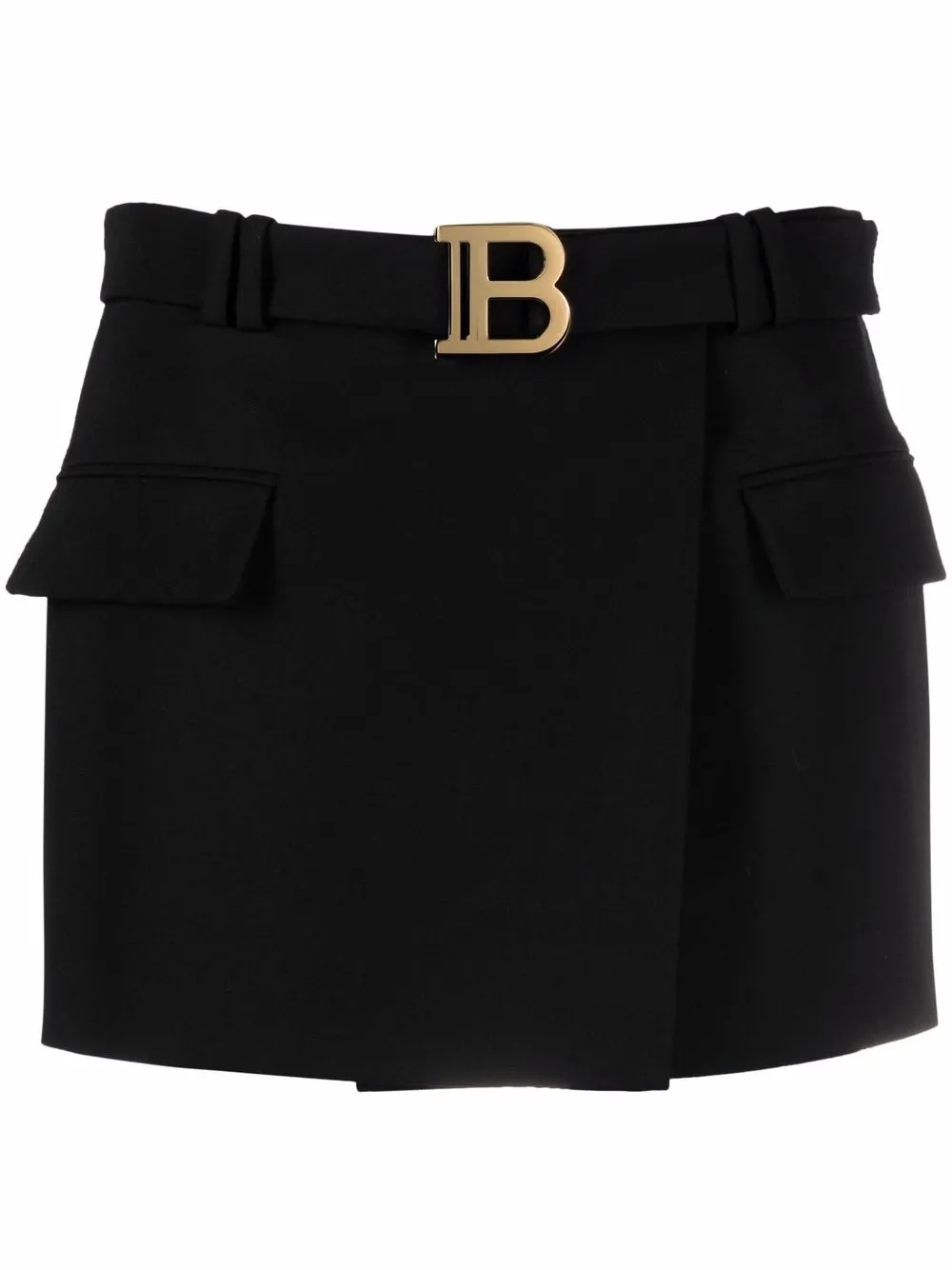 фото Balmain шерстяная юбка с пряжкой-логотипом