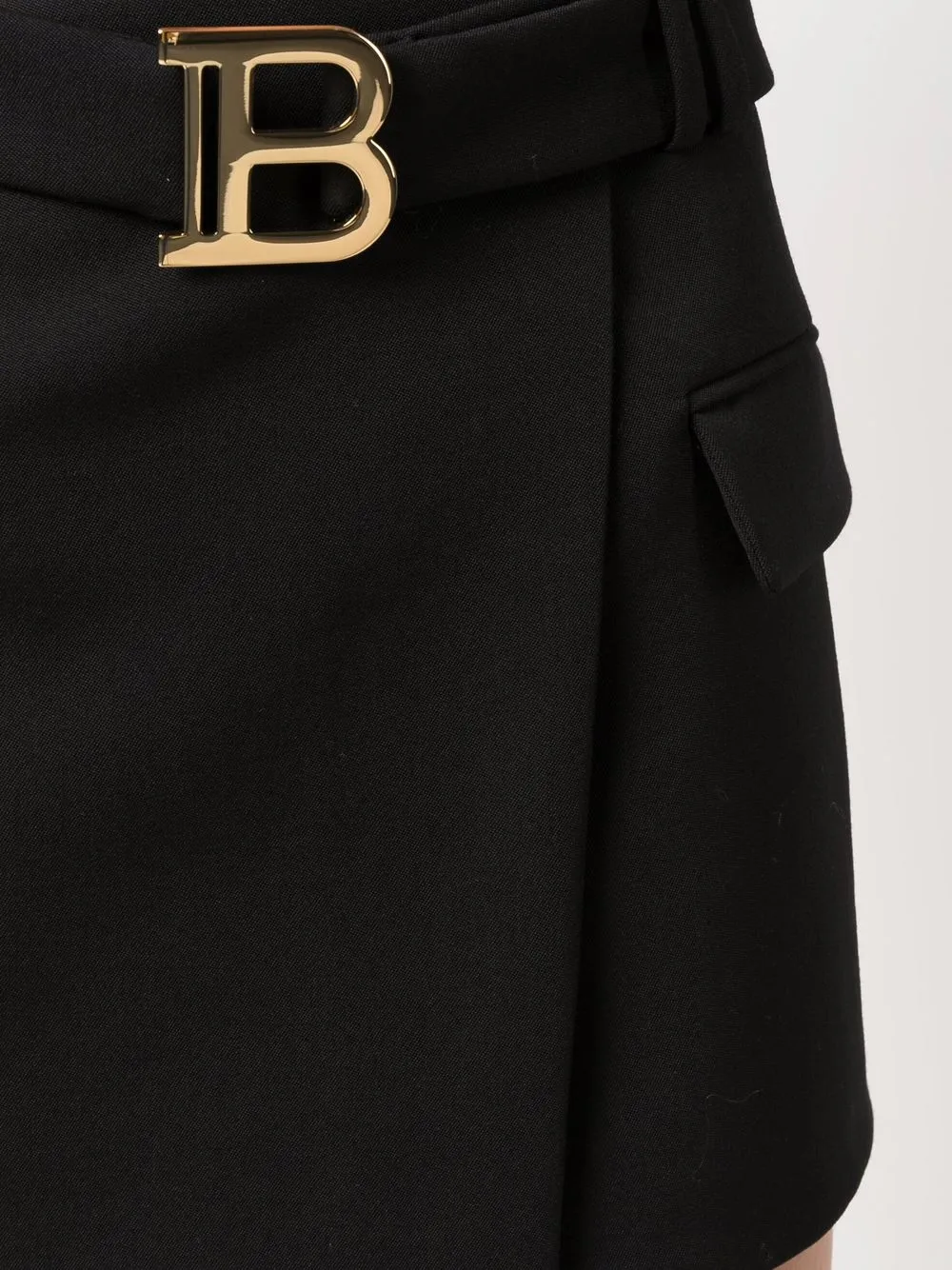 фото Balmain шерстяная юбка с пряжкой-логотипом
