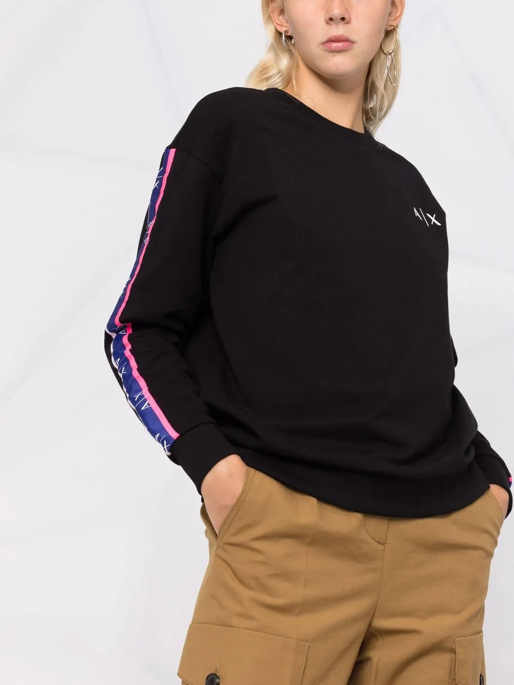 фото Armani exchange толстовка из смесового хлопка с графичным принтом