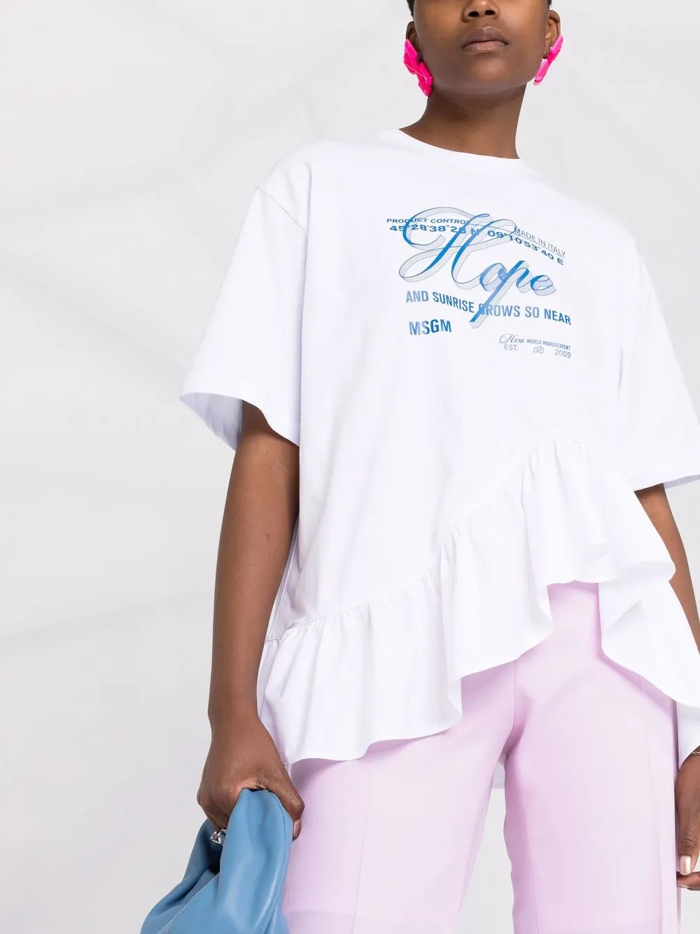 фото Msgm футболка с оборками и принтом
