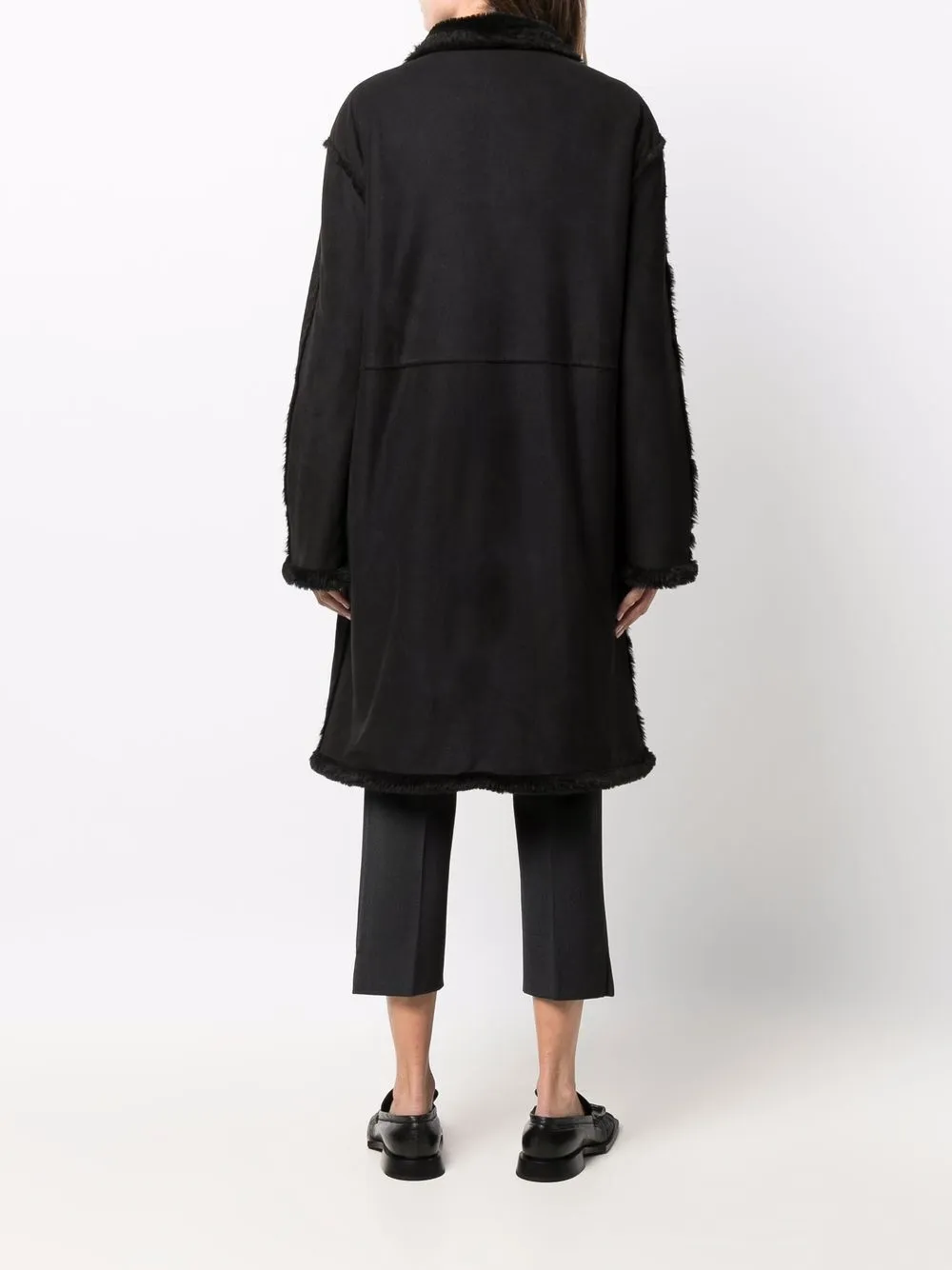 фото Pierre cardin pre-owned однобортное пальто с подкладкой из овчины