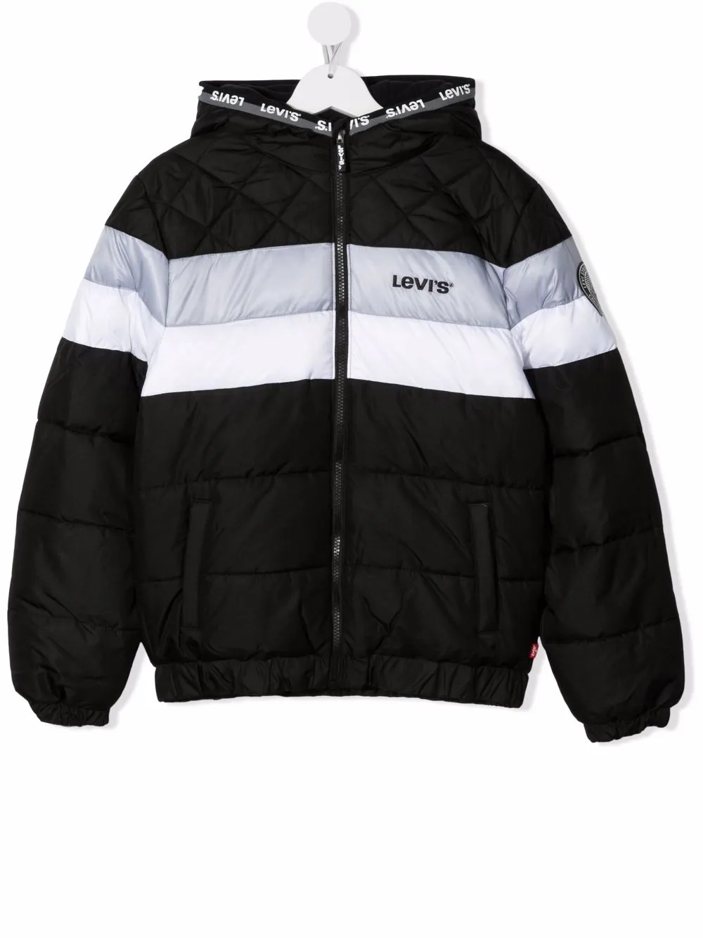 фото Levi's kids пуховик в стиле колор-блок с капюшоном