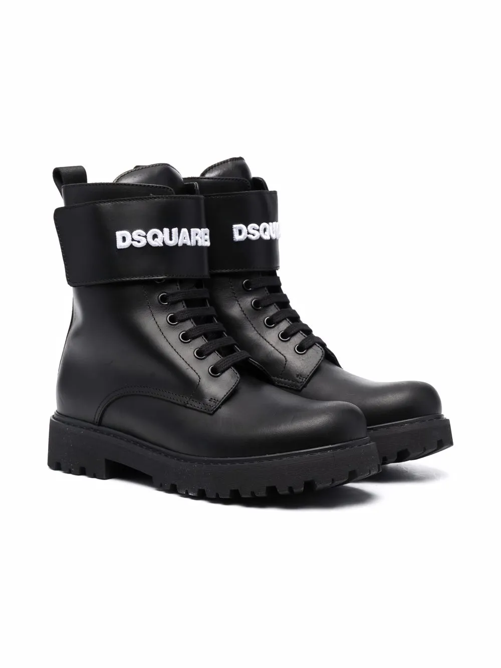 Dsquared2 Kids TEEN logo print combat boots - Black