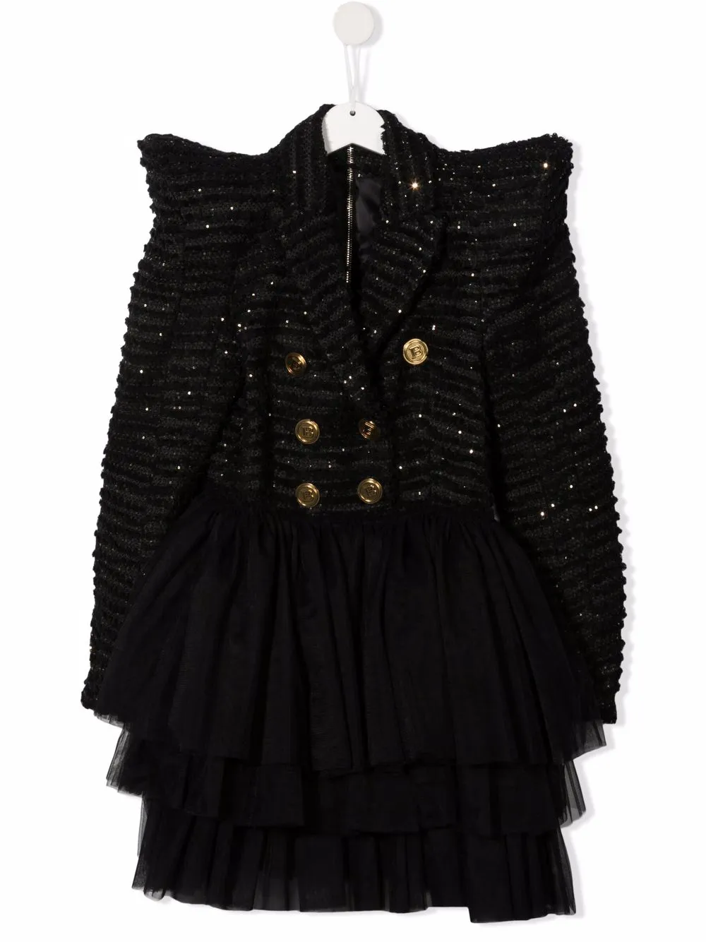 фото Balmain kids полосатое платье с пайетками