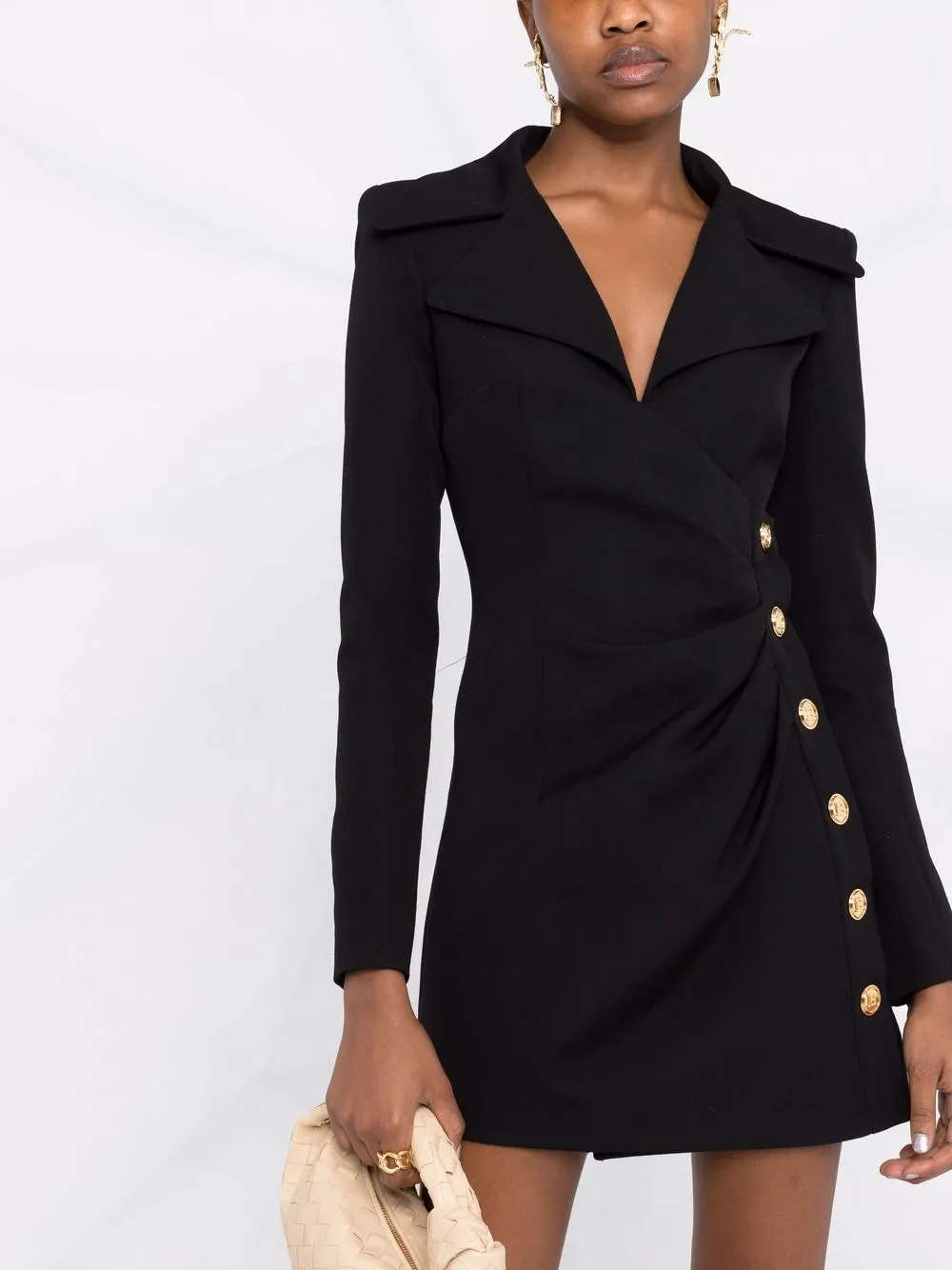 фото Balmain платье на пуговицах с драпировкой