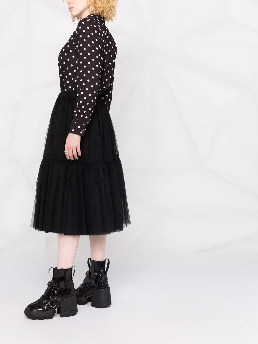 фото Comme des garçons comme des garçons атласная рубашка в горох