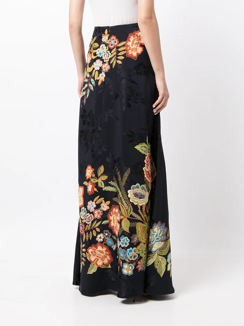 фото Etro шелковая юбка с цветочной вышивкой