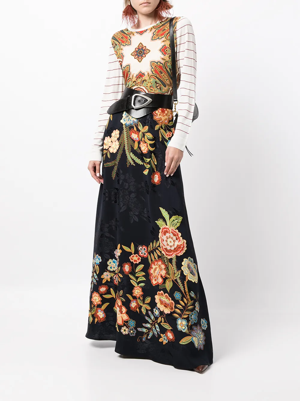 фото Etro шелковая юбка с цветочной вышивкой