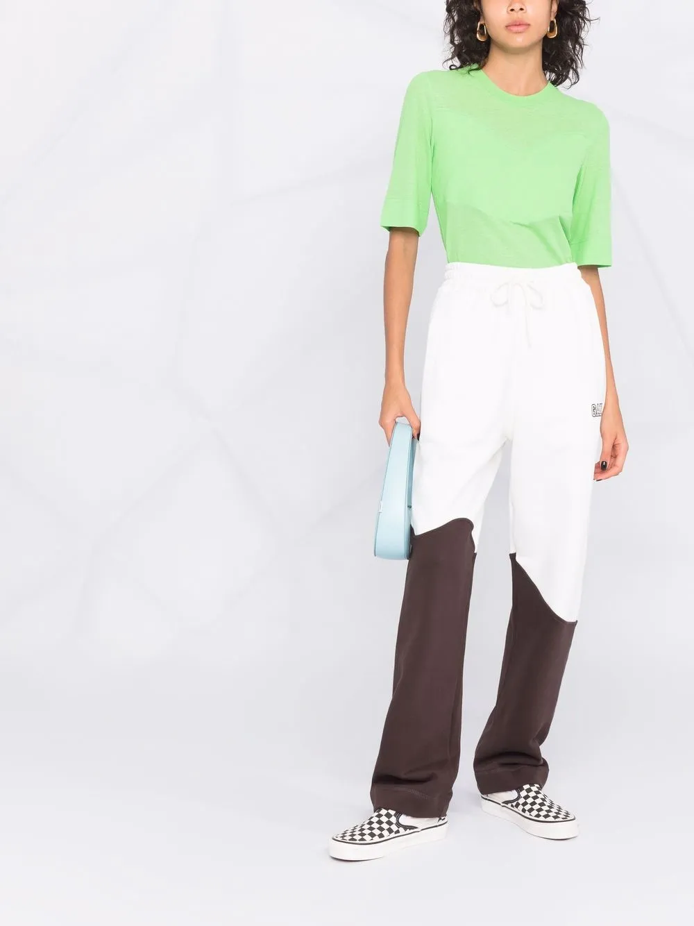 фото Ganni футболка из органического хлопка с вставкой