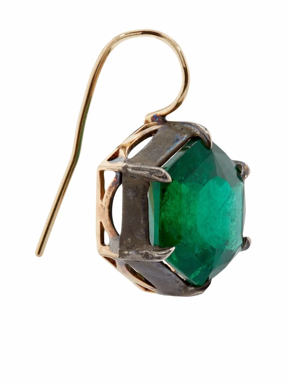 фото Mindi mond серьги-подвески из желтого золота с изумрудами