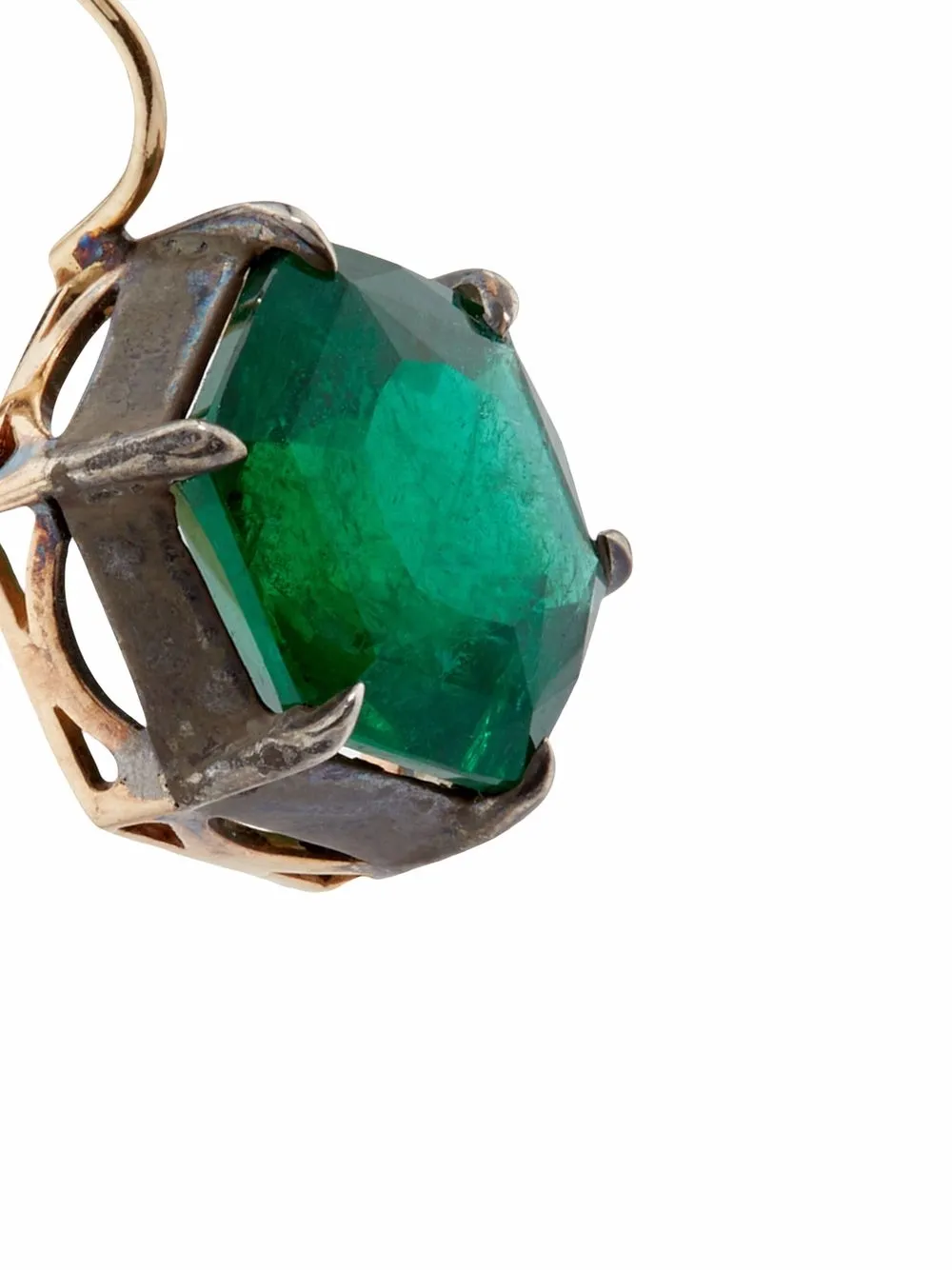 фото Mindi mond серьги-подвески из желтого золота с изумрудами