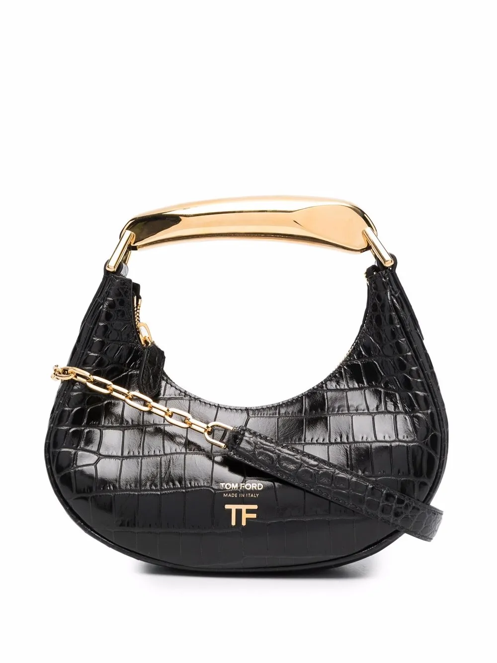 фото Tom ford сумка на плечо с тиснением под крокодила и цепочкой
