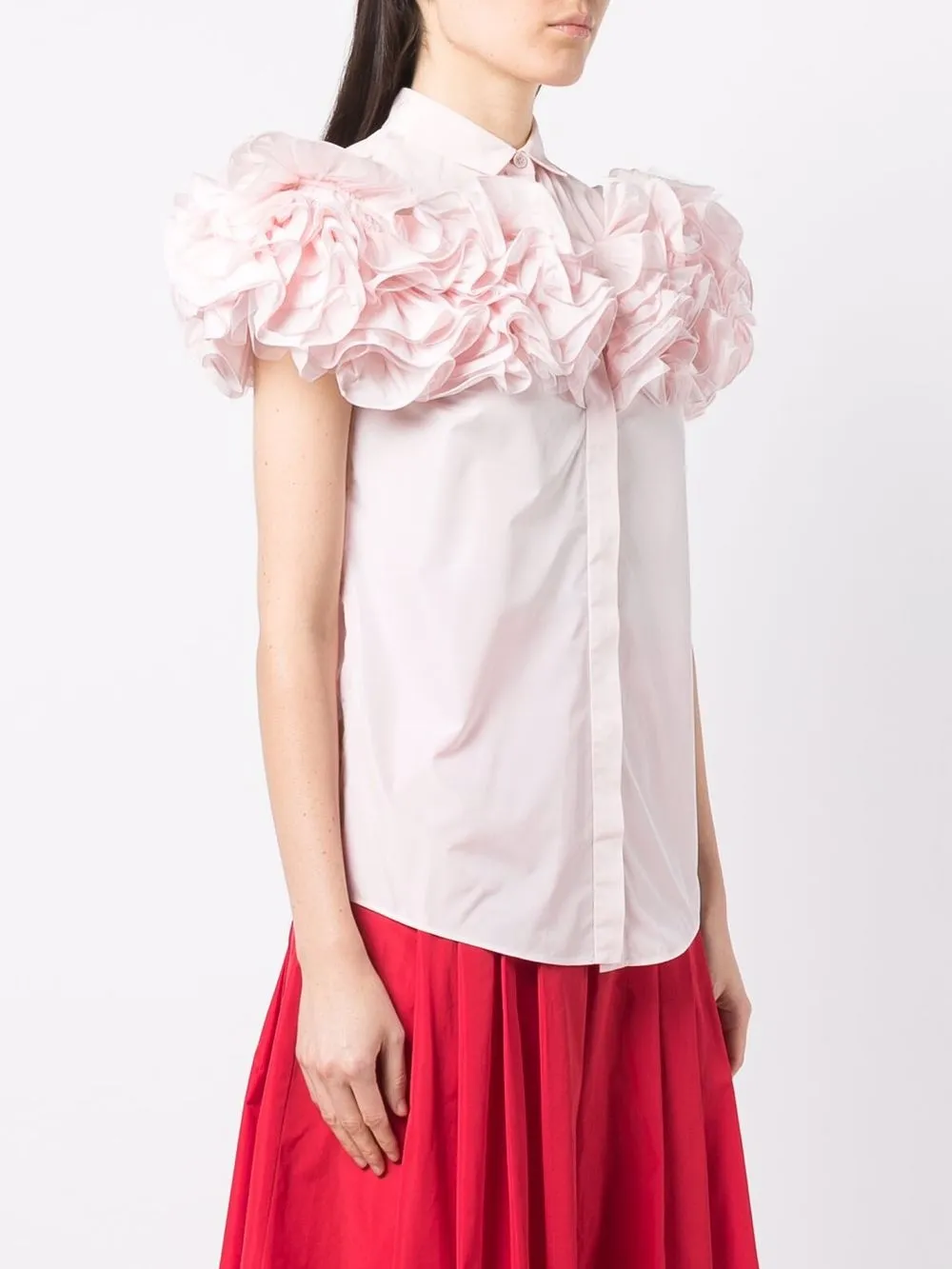фото Giambattista valli рубашка с короткими рукавами и оборками